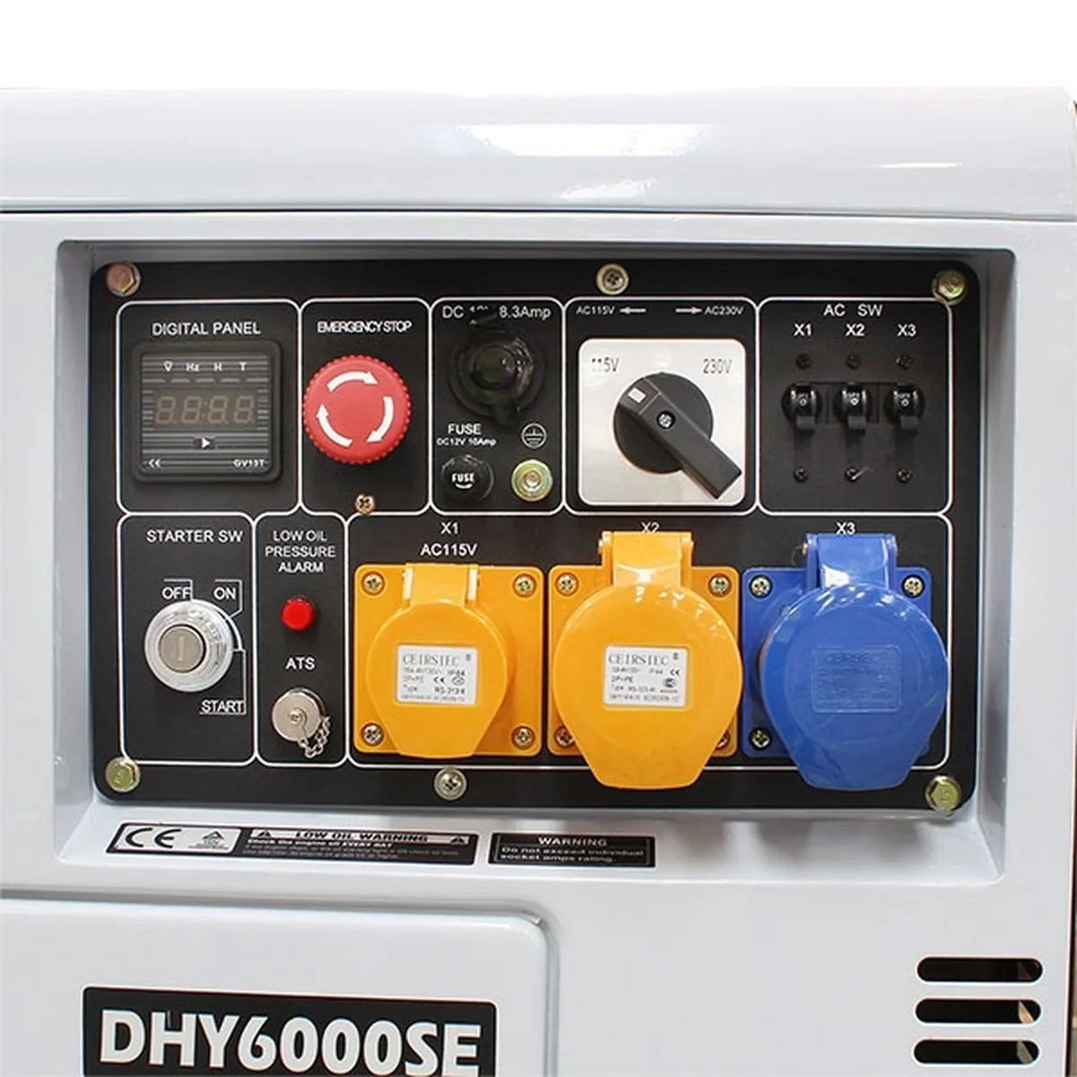DHY6000SE 5.2kW/6.5kVA Silenced Standby Diesel Generator
