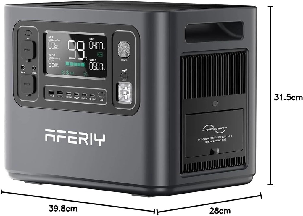 2048Wh Portable Power Station 2400W LiFePO4 Battery Solar Generator with UPS