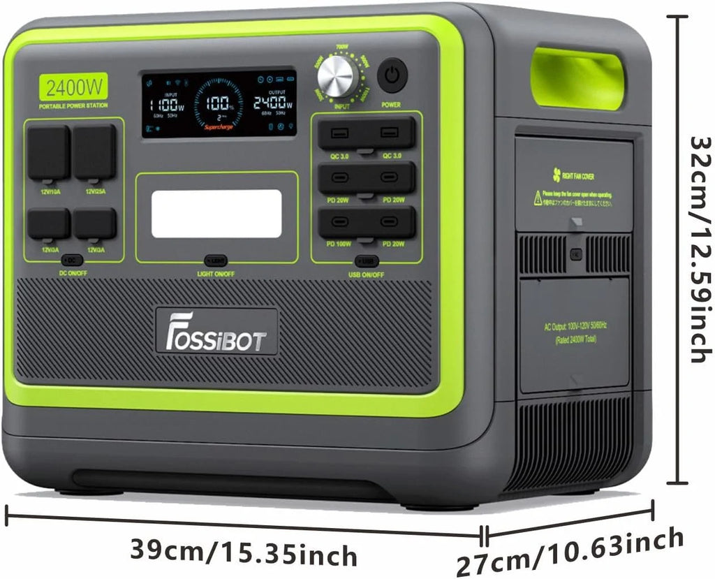 2048Wh Portable Power Station 2400W LiFePO4 Battery Solar Generator with Fast Charging