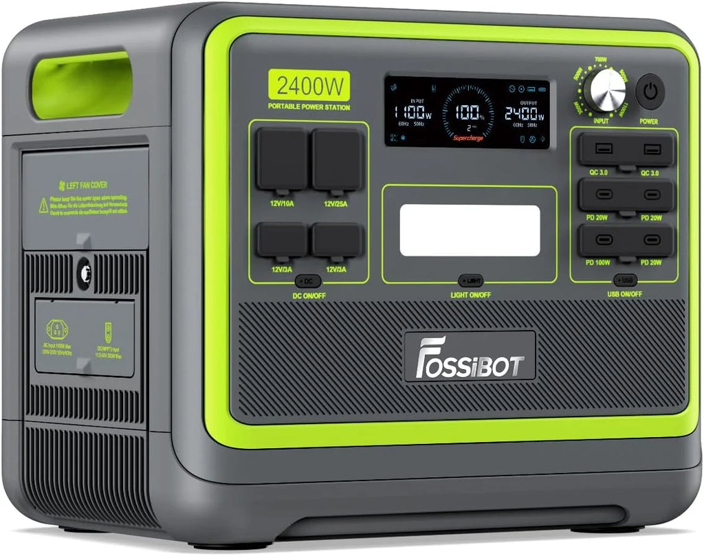 2048Wh Portable Power Station 2400W LiFePO4 Battery Solar Generator with Fast Charging