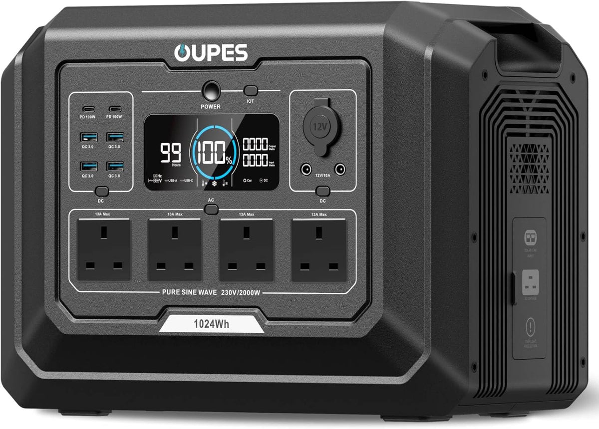 2048Wh Portable Power Station 2000W LiFePO4 Battery with UPS & Fast Charging