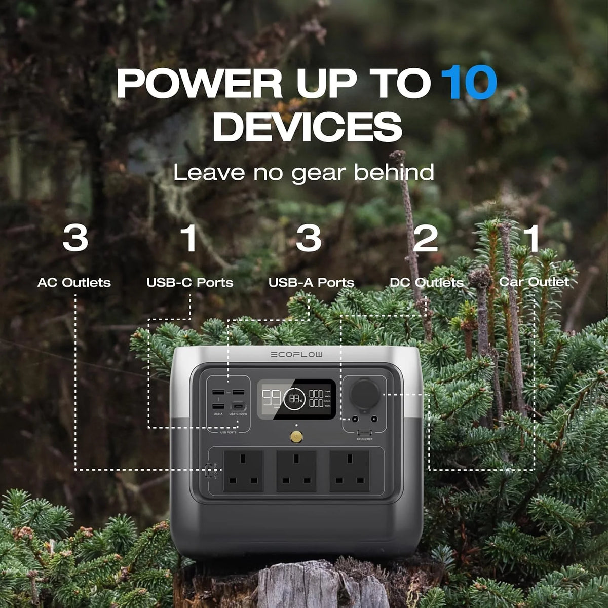 768Wh Portable Power Station 1600W Peak Solar Generator with 11 Outputs