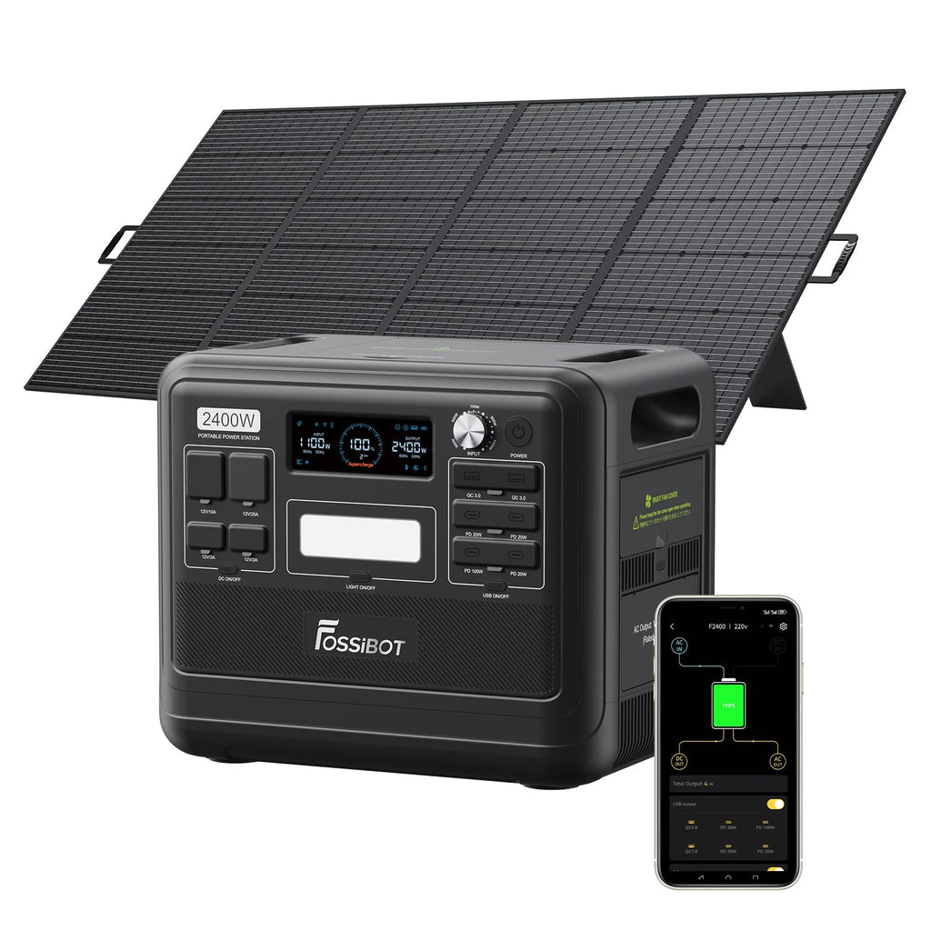 2048Wh Portable Power Station 2400W LiFePO4 Battery Solar Generator with Fast Charging