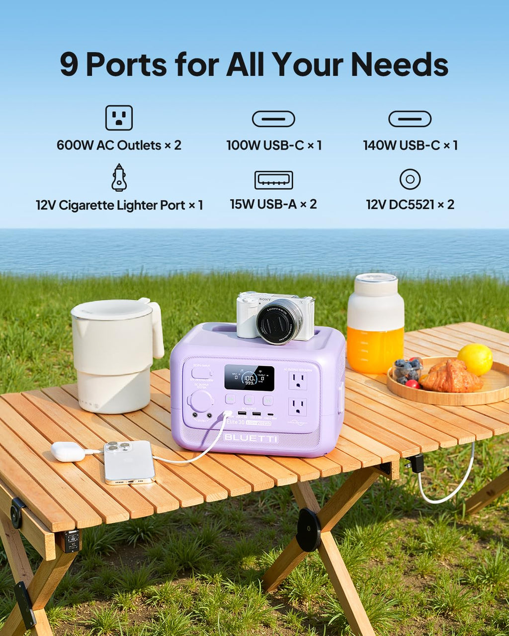 Elite 30 V2 Portable Power Station 288Wh 600W LFP Solar Generator