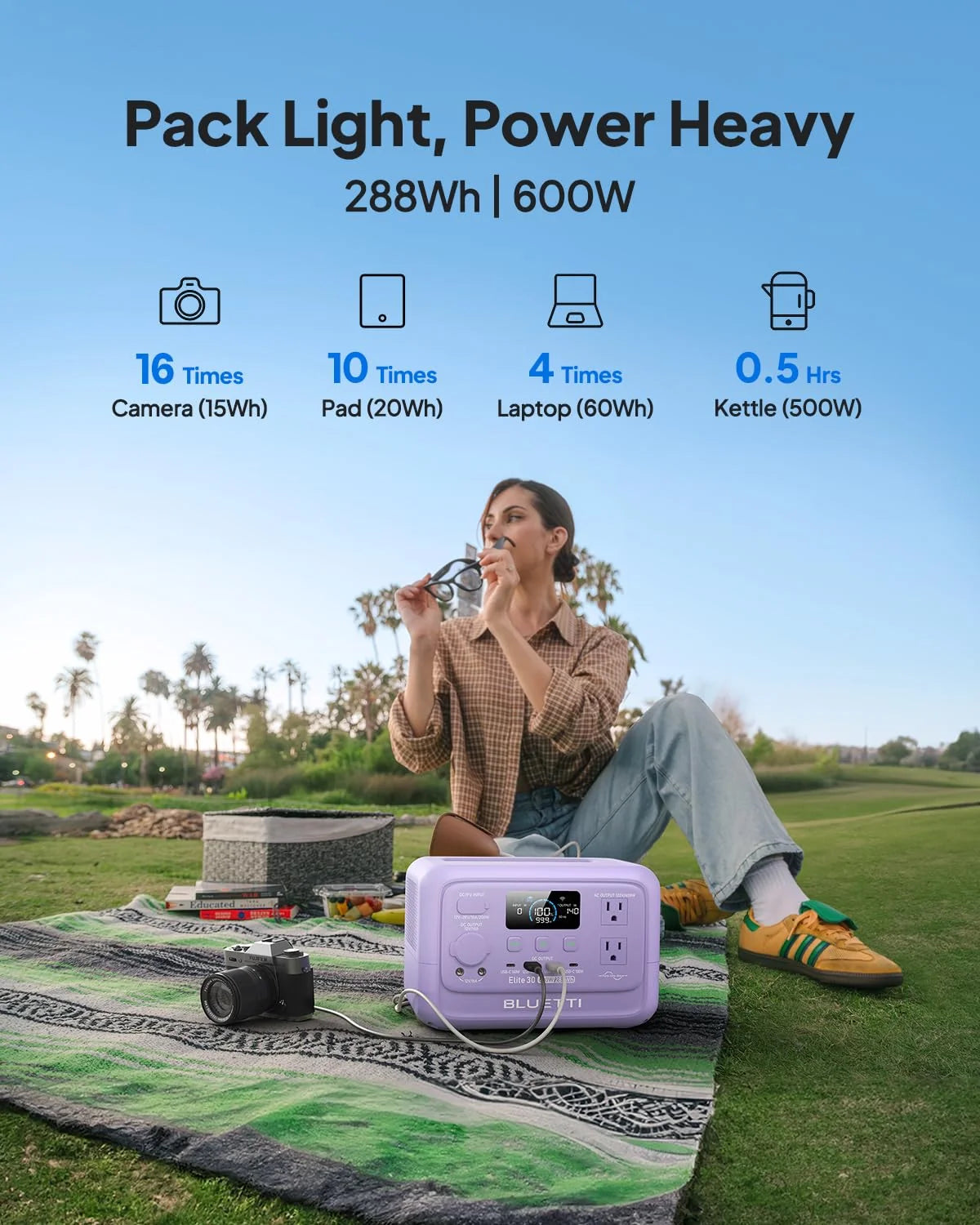Elite 30 V2 Portable Power Station 288Wh 600W LFP Solar Generator