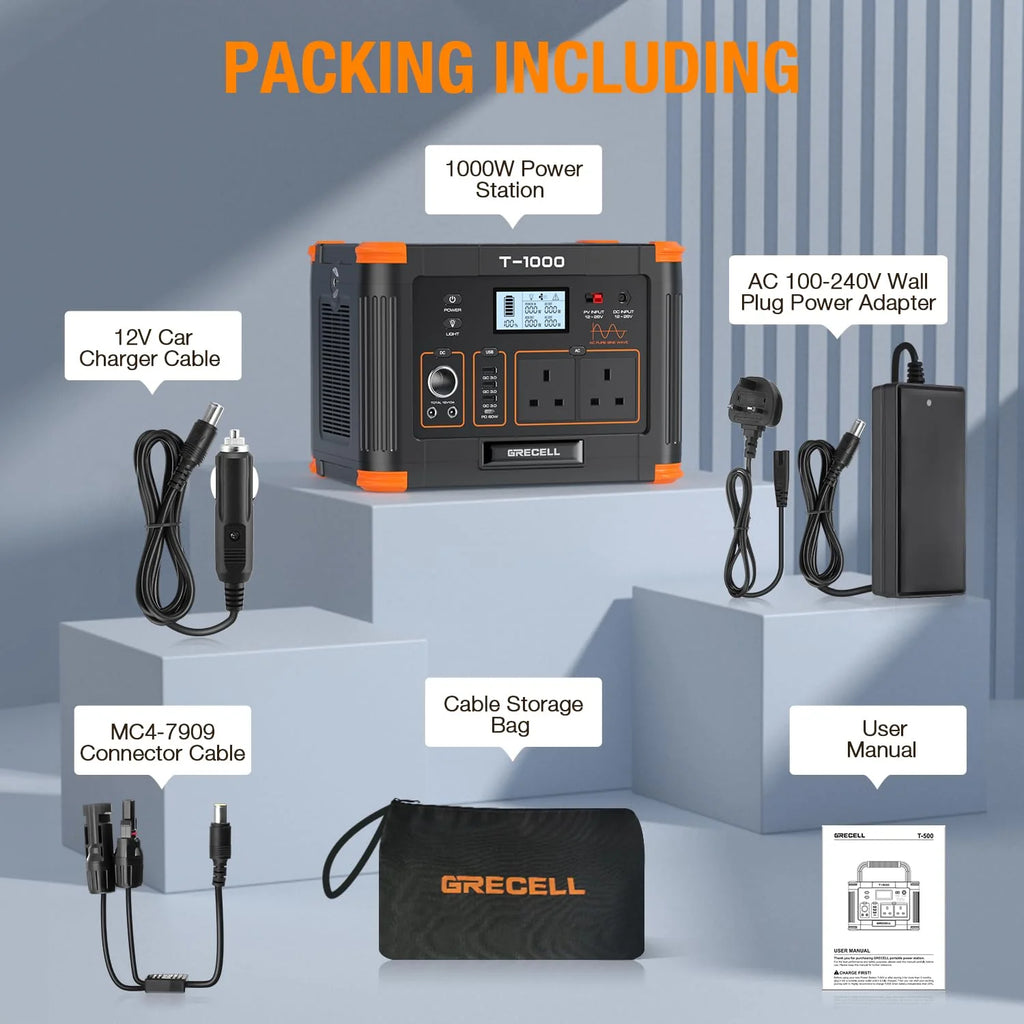 999WH 1000W Portable Power Station - Solar Generator for Home Backup & Camping