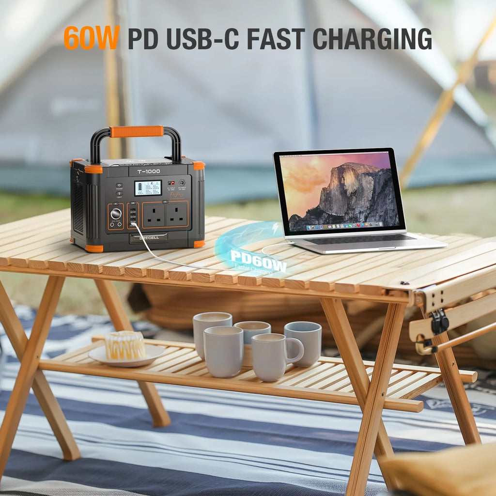 999WH 1000W Portable Power Station - Solar Generator for Home Backup & Camping